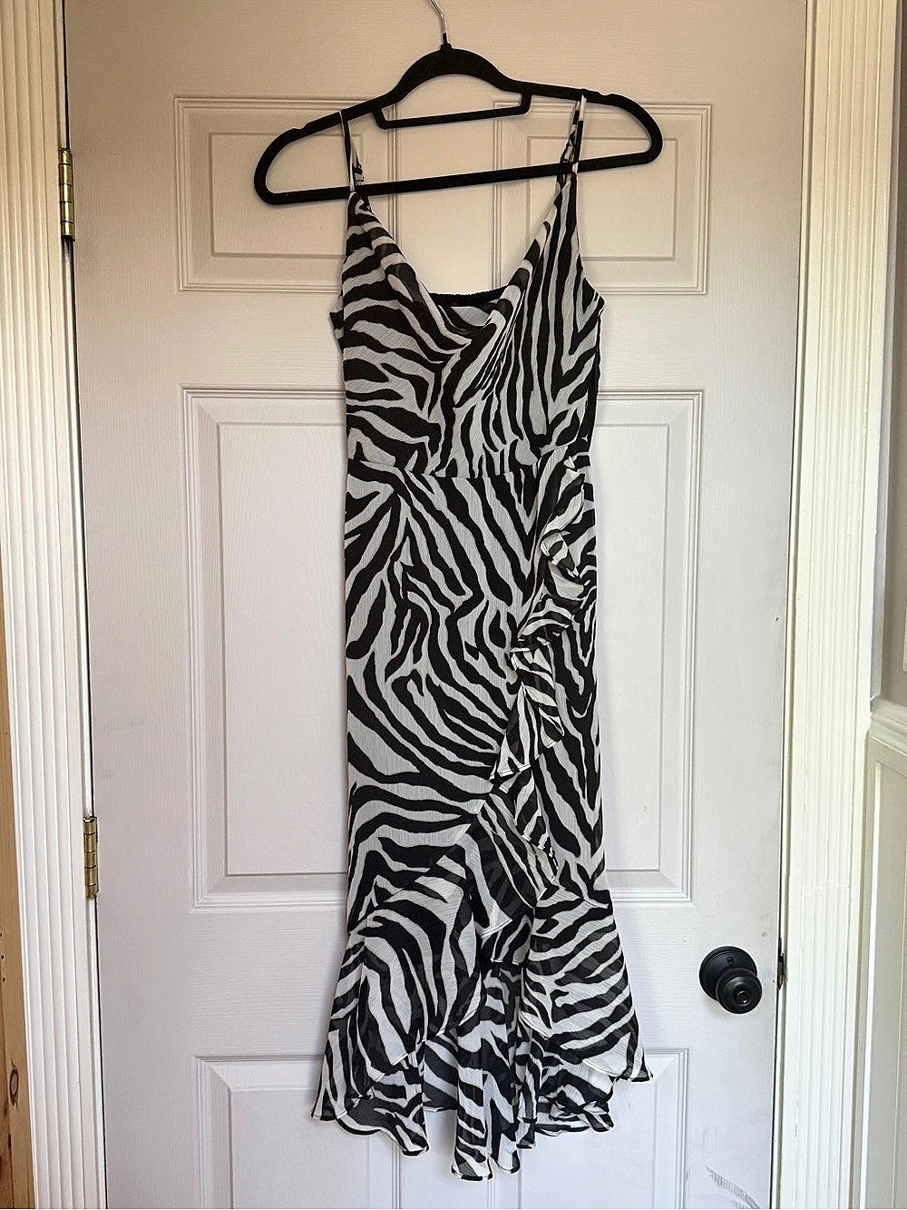 White House Black Market Zebra Print Midi Dress Size 0 Like New